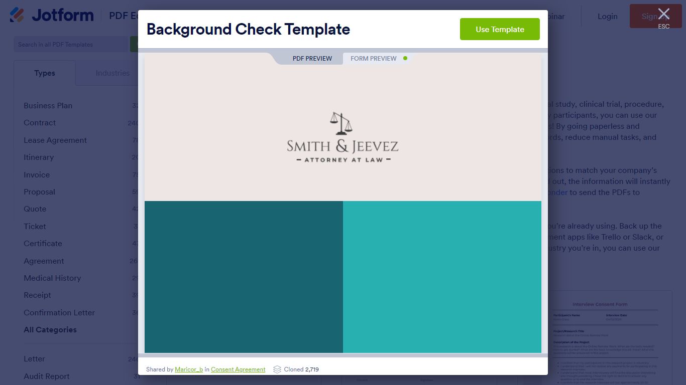 Background Check Template - PDF Templates | Jotform